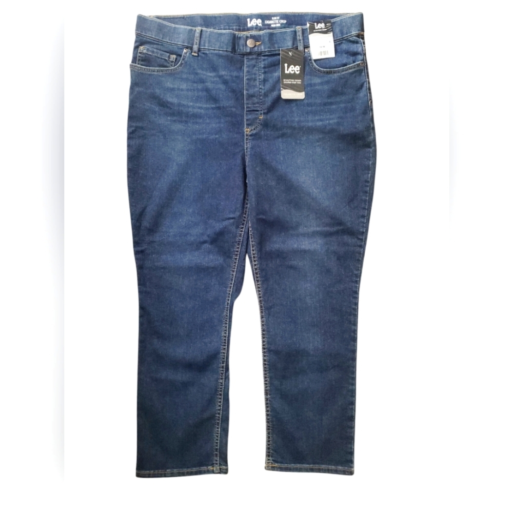 Lee Women's Cigarette Crop High Rise Slim Fit Sculpting Pull On Size 18